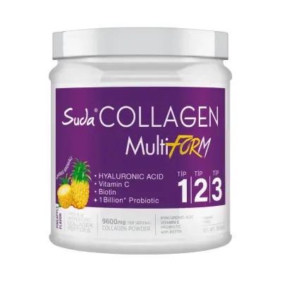 Suda Collagen Supplement Powder - Hydrolyzed Collagen with Vitamins A & C, Pineapple Flavor, 360g
