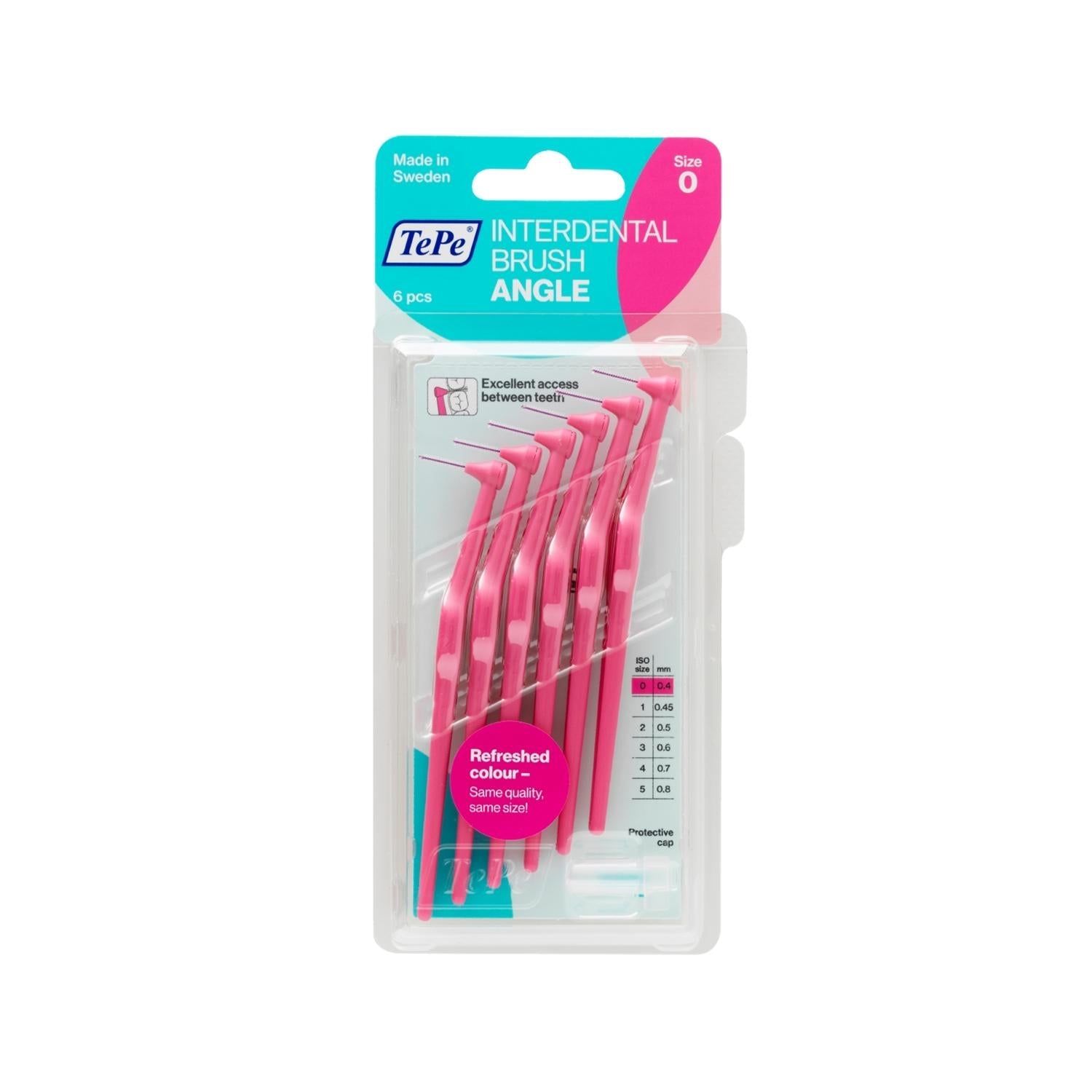 Tepe Angel 0.4 mm Pink Interdental Brushes - 6 Pack | Small Gentle Gum Cleaning Brush for Between Teeth & Braces - Superior Dental Hygiene