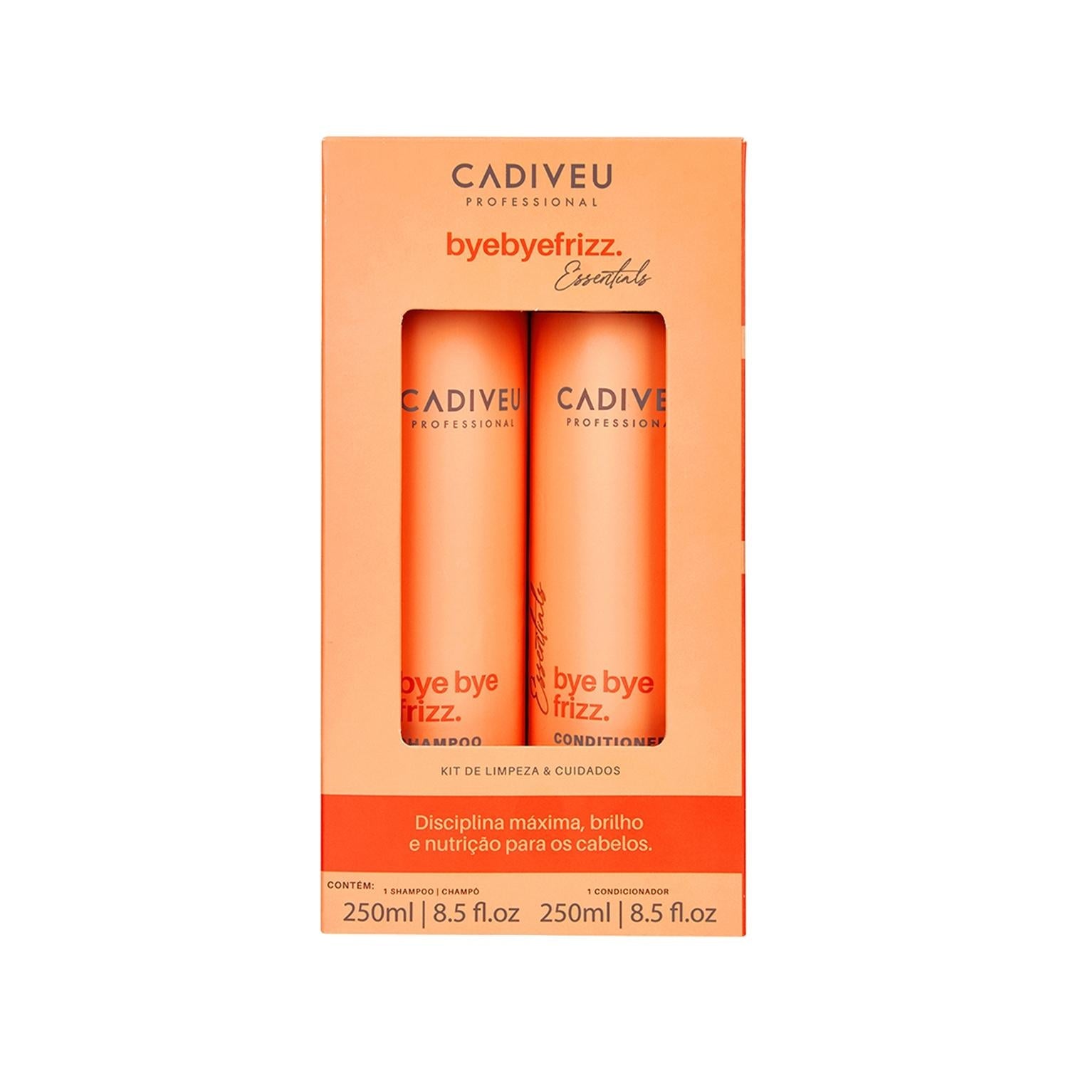 Cadiveu Essentials Bye Bye Frizz Homecare Hair Care Set - Shampoo & Cream for Frizzy Hair, Smoothening & Hydrating