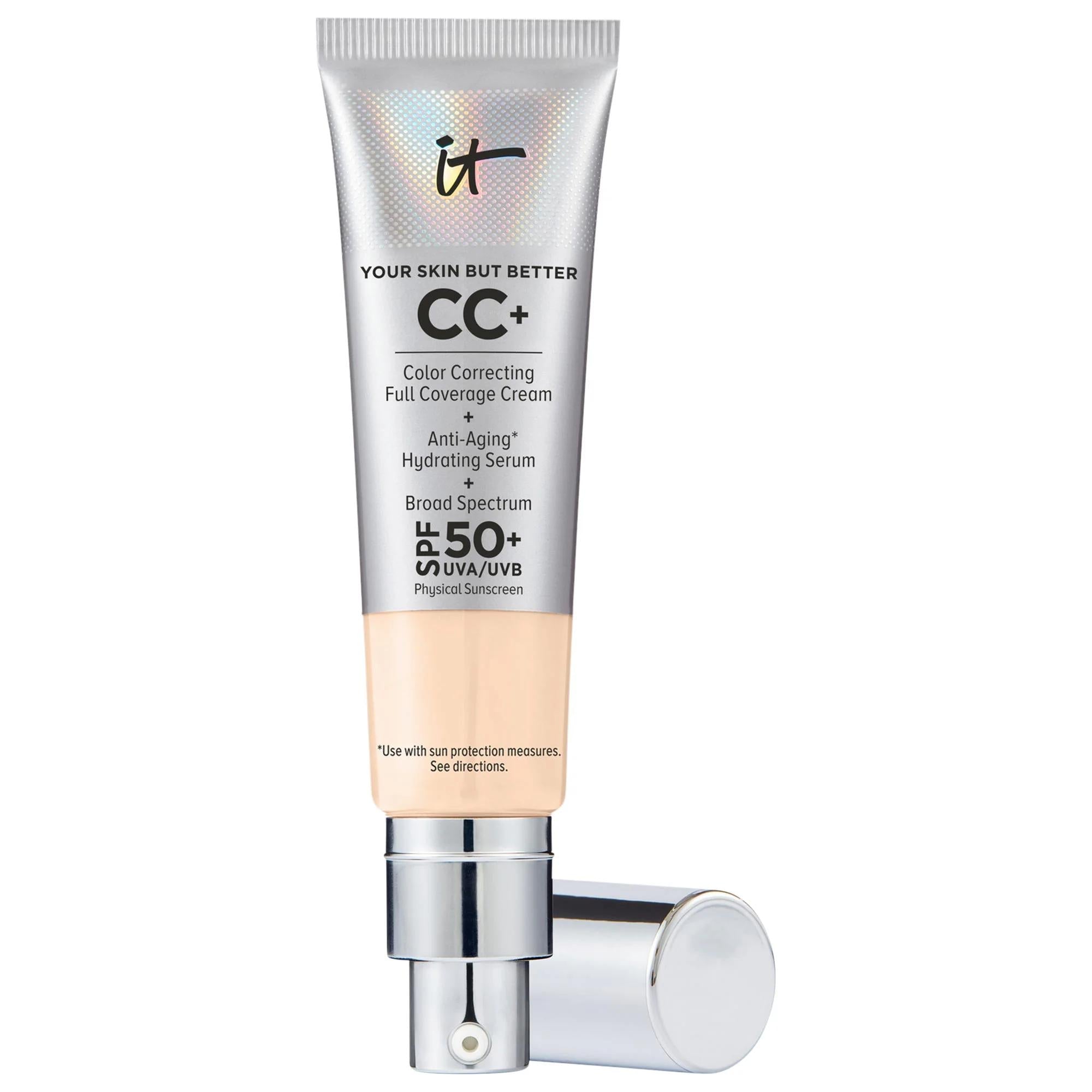 IT Cosmetics CC+ Cream Full Coverage Foundation SPF 50+: Color Correcting, Anti-Aging, Hydrating - Flawless Finish & Sun Protection