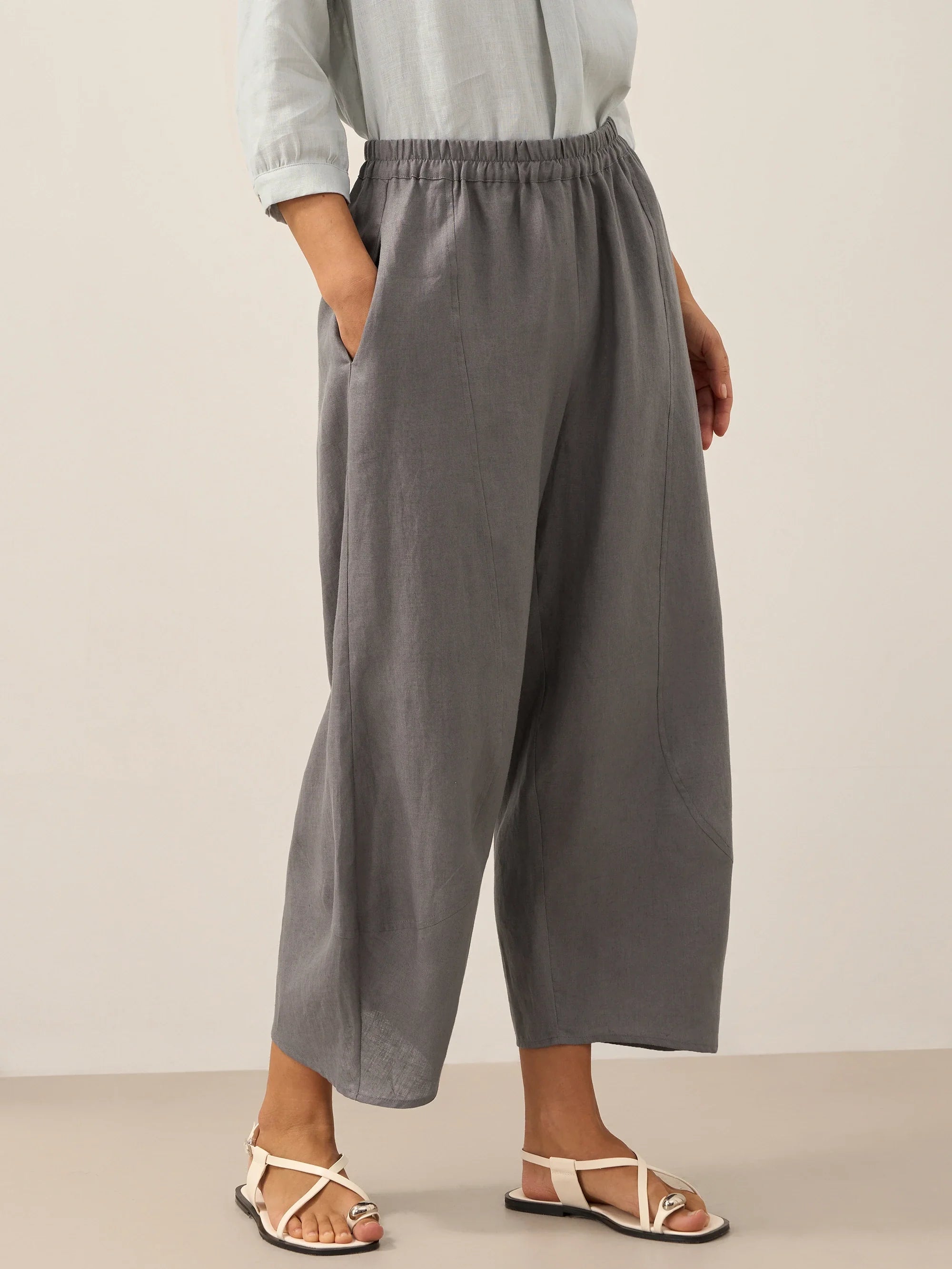 LINTICO 100% Linen Classic Ankle Pants ZOE — construction detail