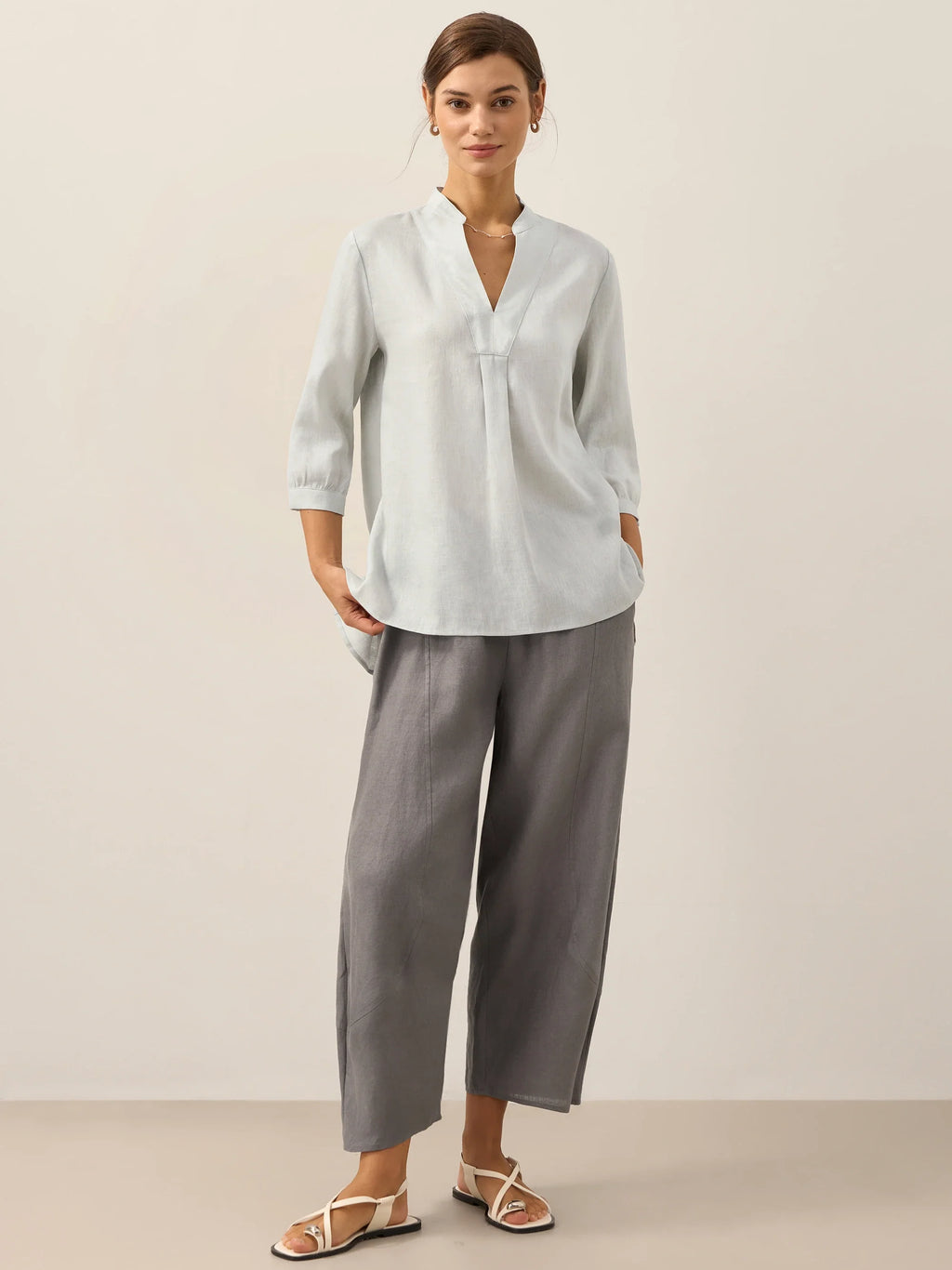 LINTICO 100% Linen Classic Ankle Pants ZOE — lifestyle worn / used context