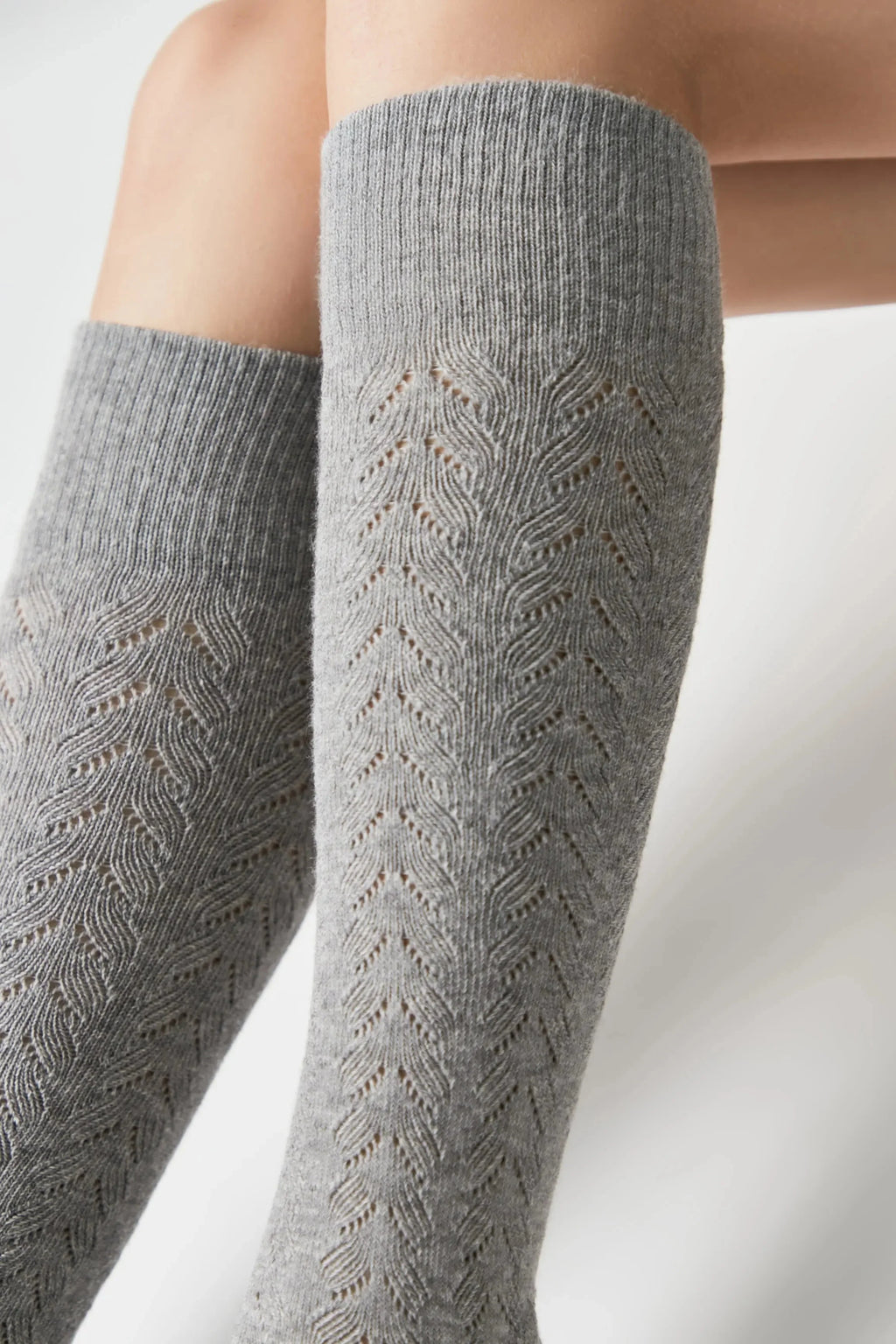 TheRanok.com Cotton Knee Highs Conte Classic 010 - Cotton Blend and Knitted Pattern — comparison shot
