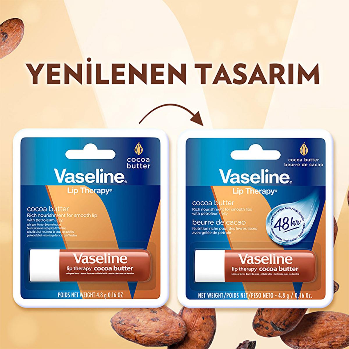 Vaseline Vaseline Lip Therapy Cocoa Butter Lip Balm - 48 Hour Moisturization, Non-Greasy, Dry Lip Care