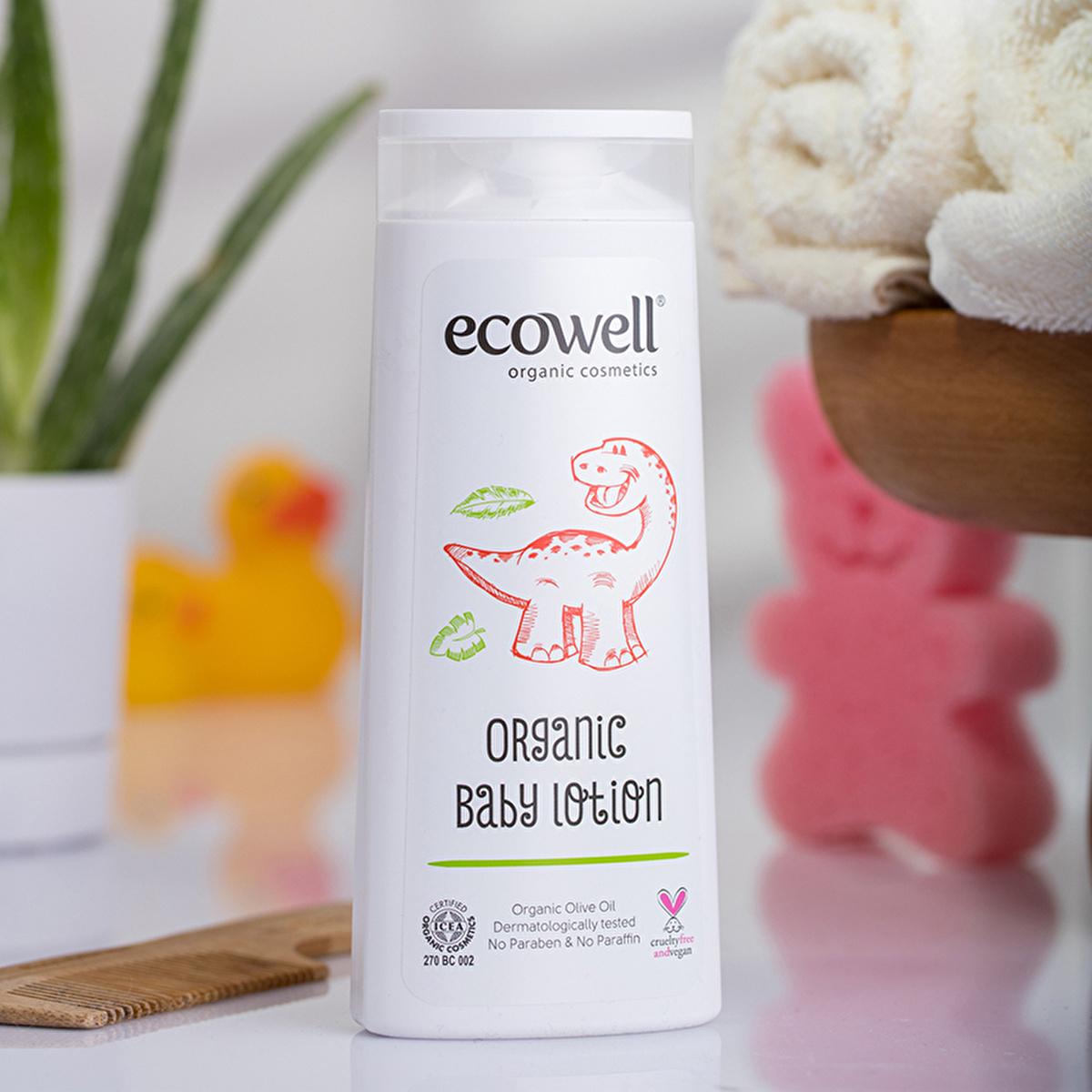 Ecowell Organic Baby Lotion - Natural Moisturizer for Sensitive Skin, Vegan & Cruelty-Free Certified, 10.14 fl oz