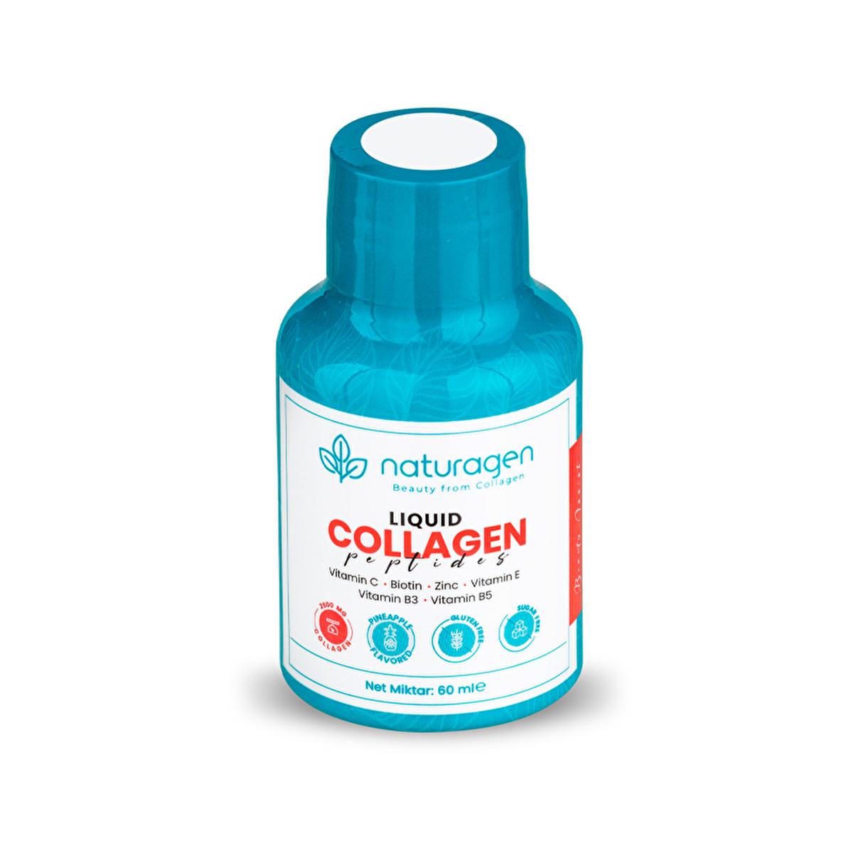 Naturagen Liquid Collagen Peptides Shots - 2500mg Type I&III Collagen, Gluten-Free, Halal Certified Anti-Aging Supplement