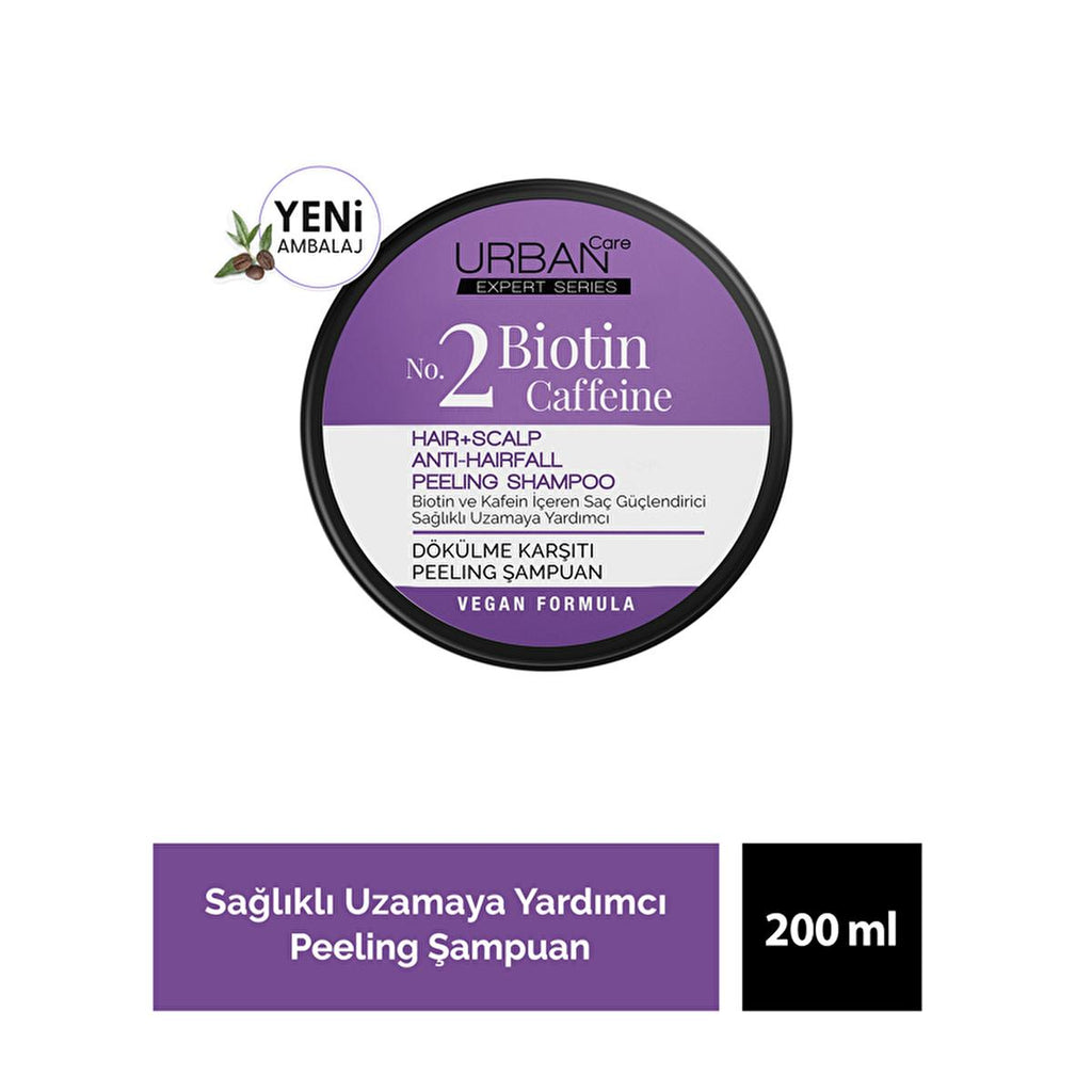 Urban Care Expert Serisi Anti-Hair Loss Peeling Shampoo with Biotin & Caffeine - 200ml, Natural Hair Care