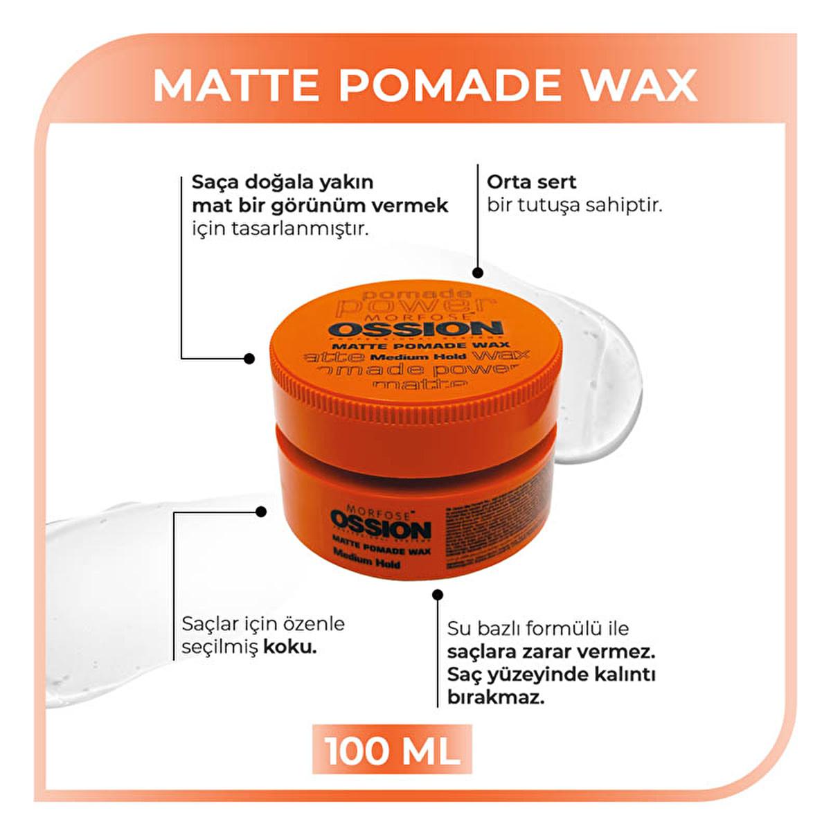 Morfose Ossion Matte Pomade Wax for Natural Hair Styling - 3.38 fl oz, Water-Based, Medium Hold, Residue-Free
