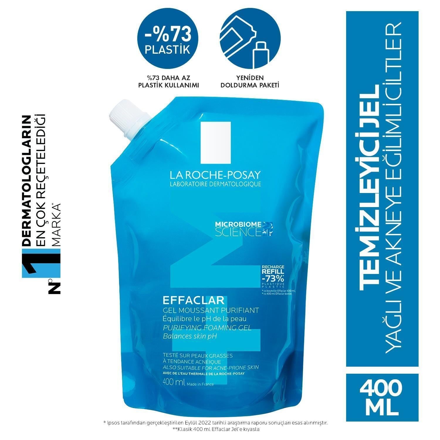La Roche Posay Effaclar Gel 400ml Refill - Gentle Facial Cleansing for Acne-Prone Skin