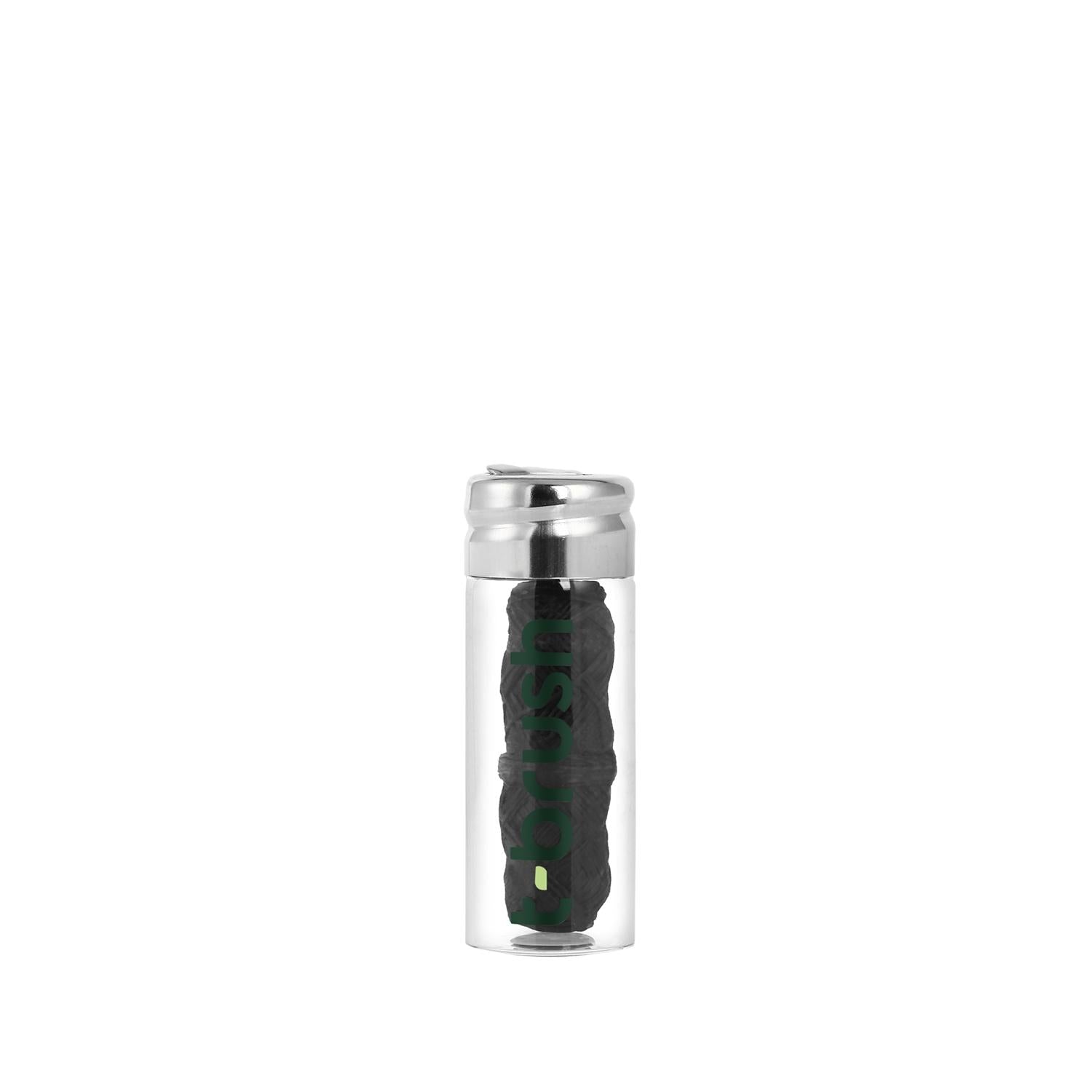 T-Brush Activated Charcoal Dental Floss in Glass Container - Eco-Friendly Oral Care