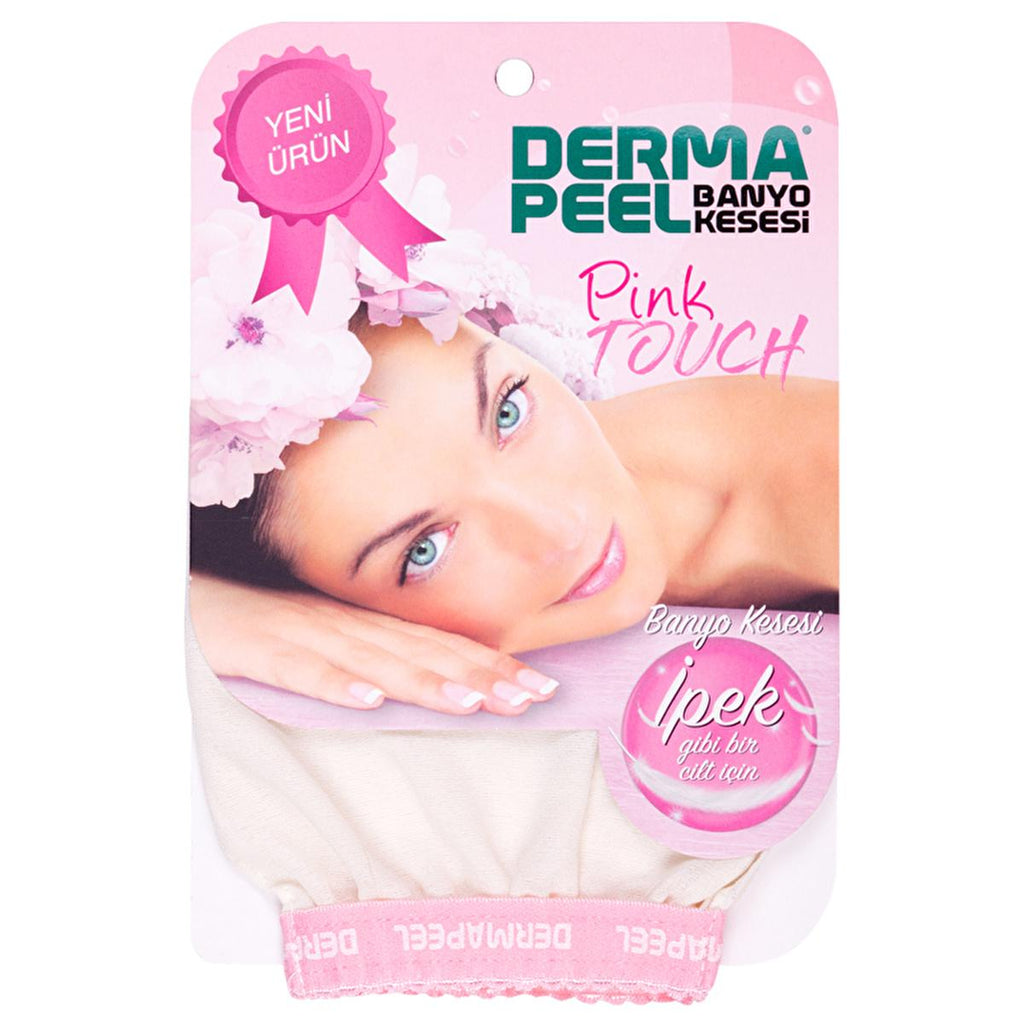 Dermapeel Pink Touch Bath Glove for Sensitive Skin Care - Soft, Gentle Cleansing, Unisex Design
