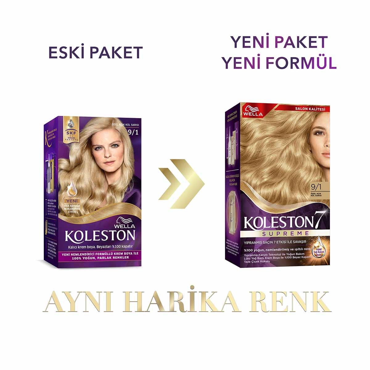 Wella Koleston Supreme 9/1 Light Ash Blonde Hair Dye Kit - Intense Color, Moisture & 100% Gray Coverage for Radiant, Healthy Hair