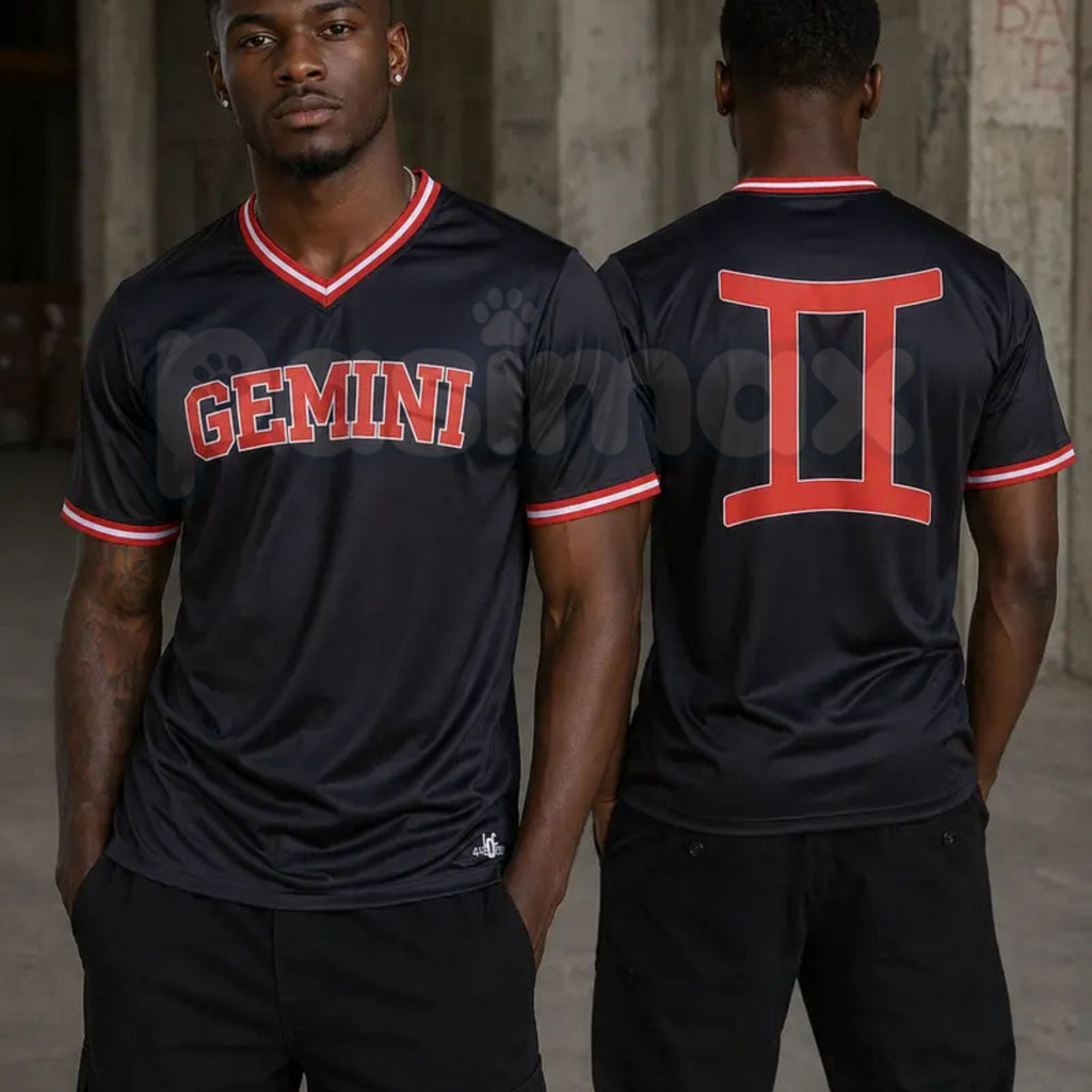 Zodiac Astrology Breathable Athletic V-Neck Jersey – Front & Back Print Short Sleeve Sportswear