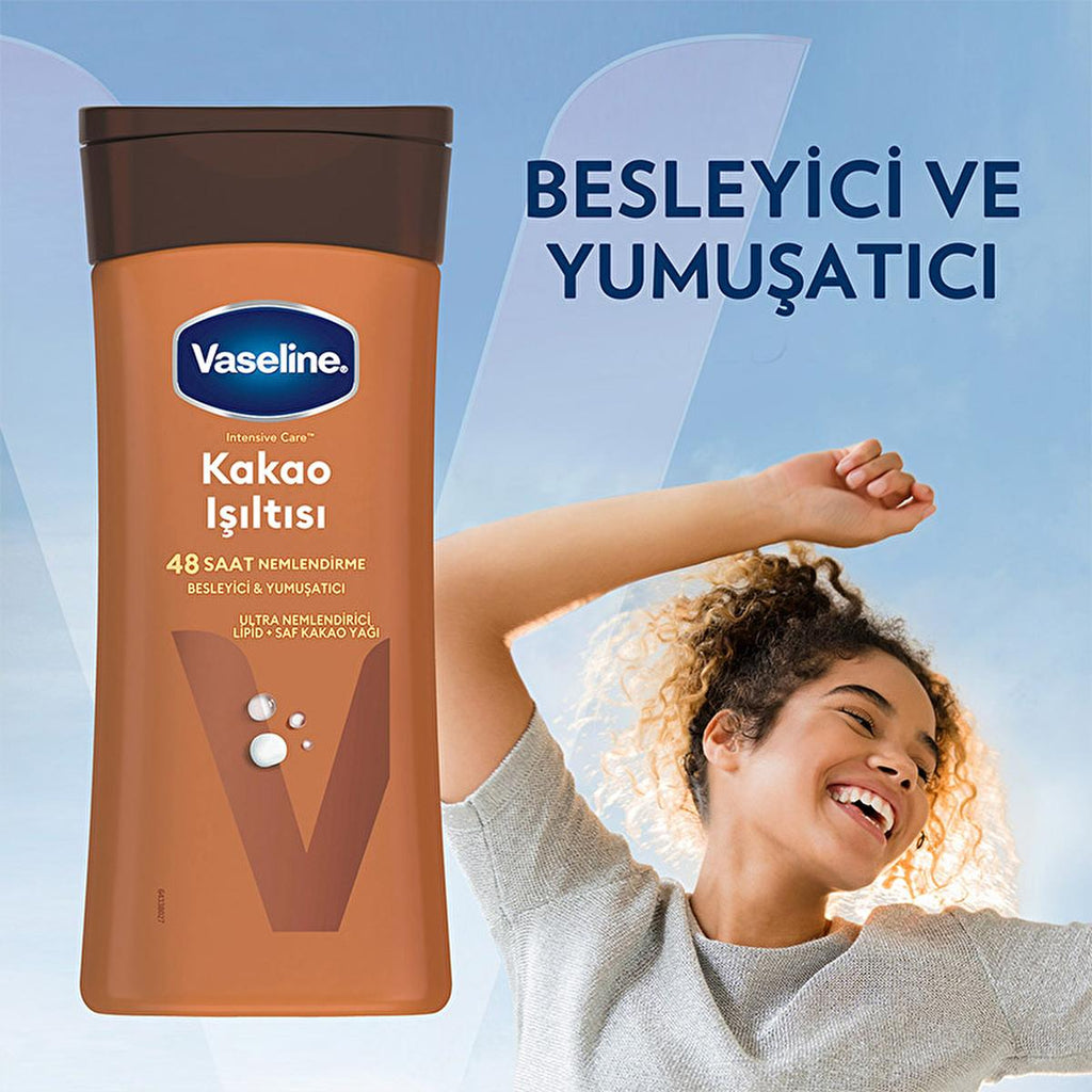 Vaseline Cocoa Glow Body Lotion - 48 Hour Moisturization, Ultra Hydrating Lipid Formula, Non-Greasy Texture for Dry Skin