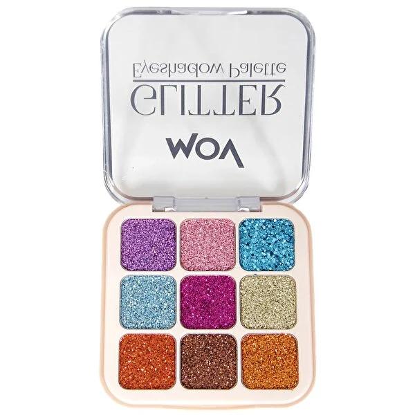 Mov 9 Color Glitter Eyeshadow Palette: High Pigment, Long Lasting Shimmer Eye Makeup