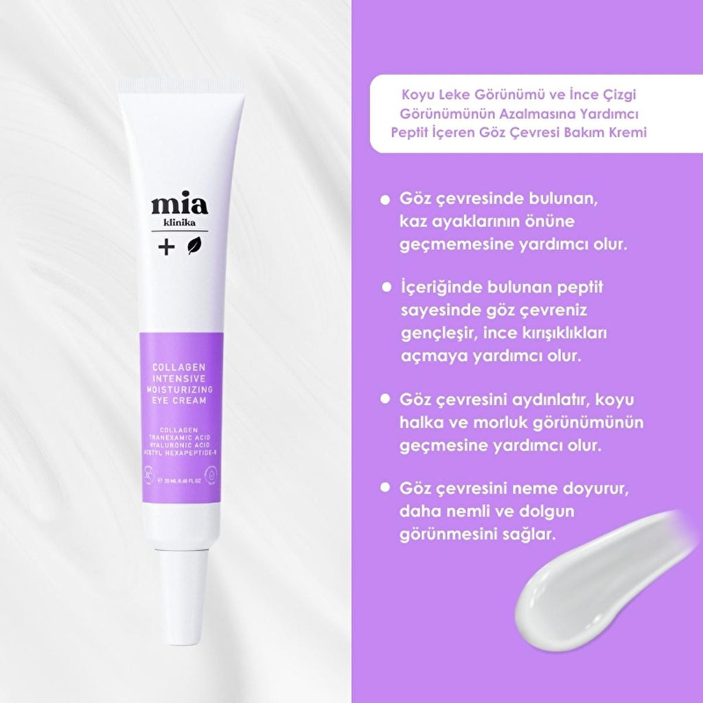 Mia Klinika Anti-Aging Eye Cream with Collagen & Peptides - Reduces Dark Circles & Wrinkles, 0.68 fl oz