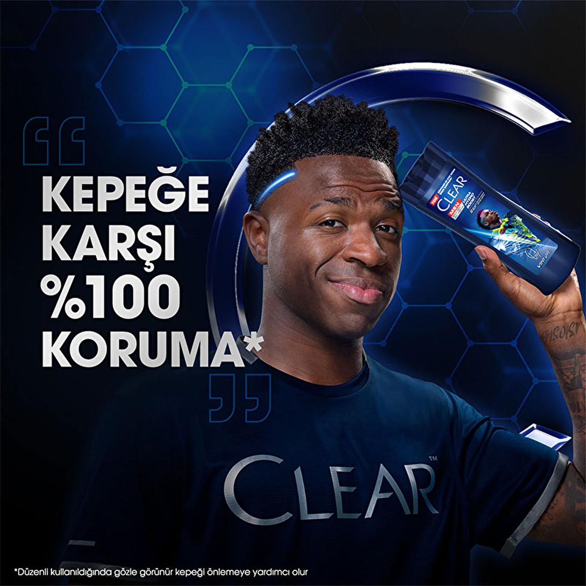 Clear Men Vin’cius Jœnior Anti-Dandruff Shampoo: Ultra Hydro Boost for Men - 10x Deeply Moisturizing, Eucalyptus & Cedarwood, Fight Dry Scalp & Flakes