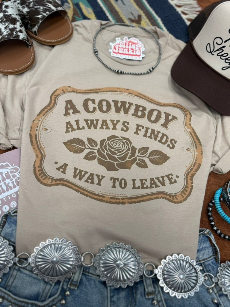 Wild Junkie A Cowboy Always Finds A Way To Leave Graphic Tee — main product shot