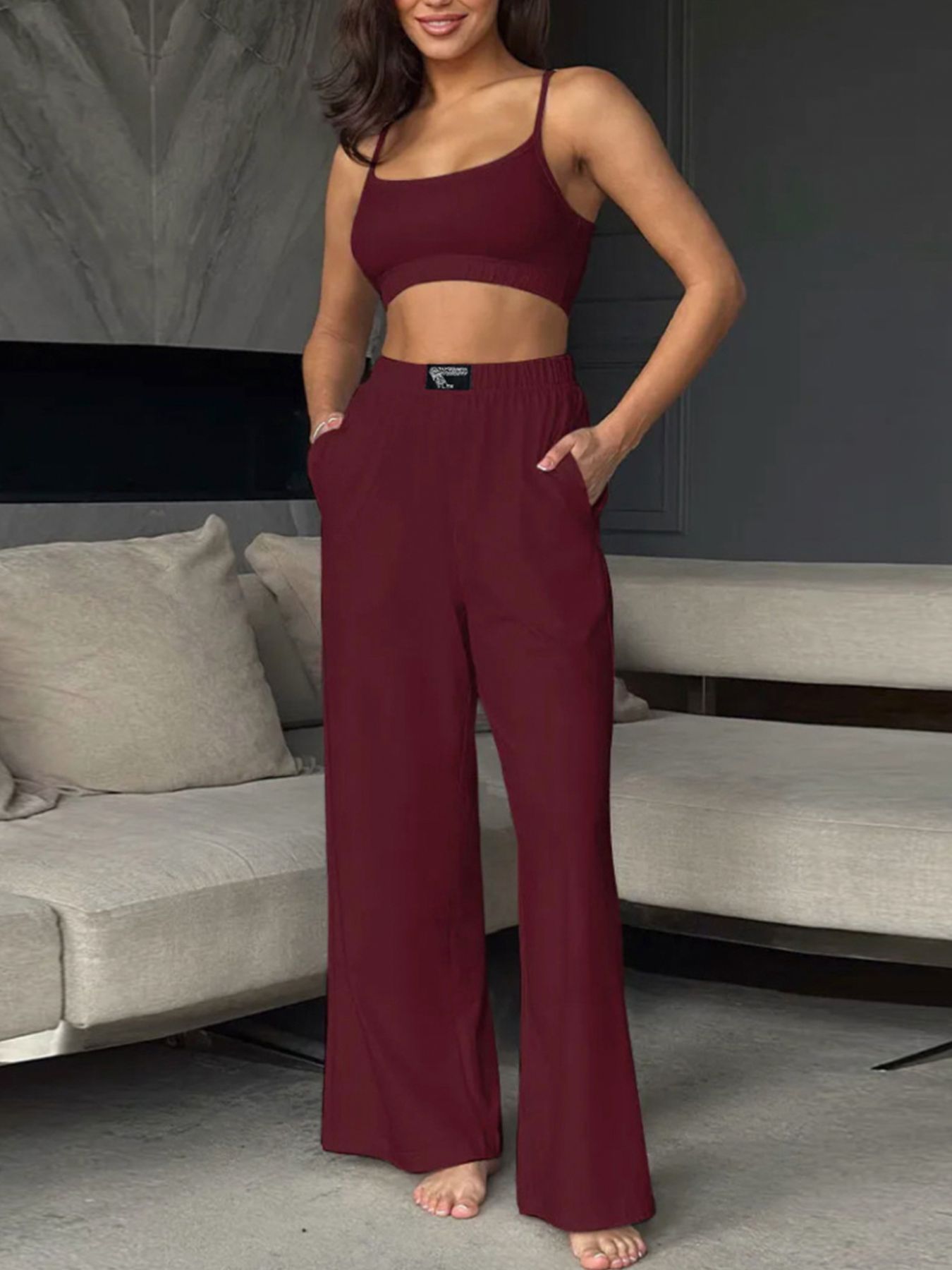 Scoop Neck Cami and Pants Set