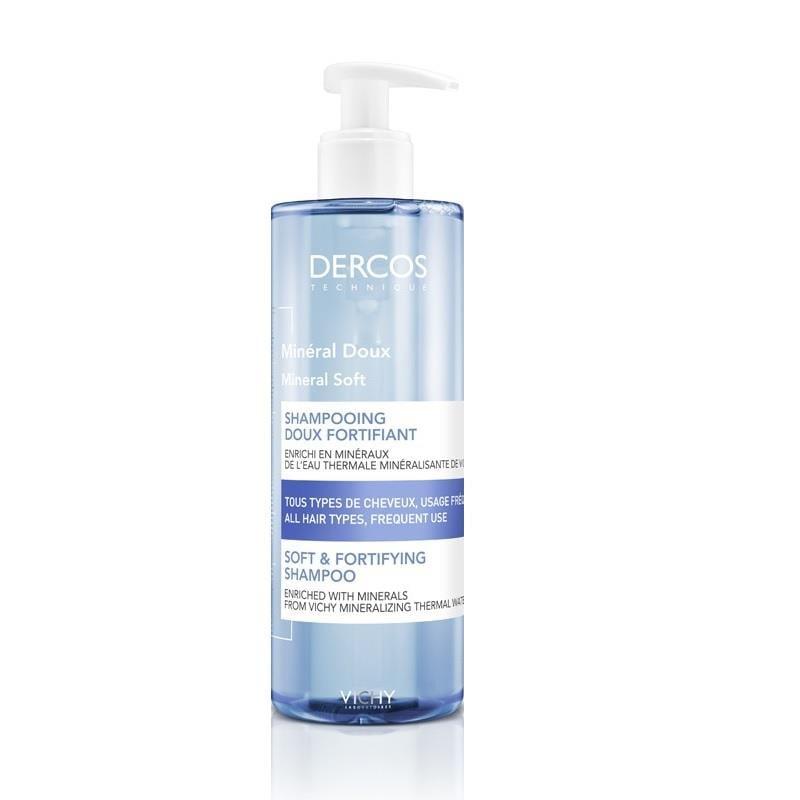 Vichy Dercos Mineral Soft Shampoo 400ml - Strengthening Daily Use for All Hair Types