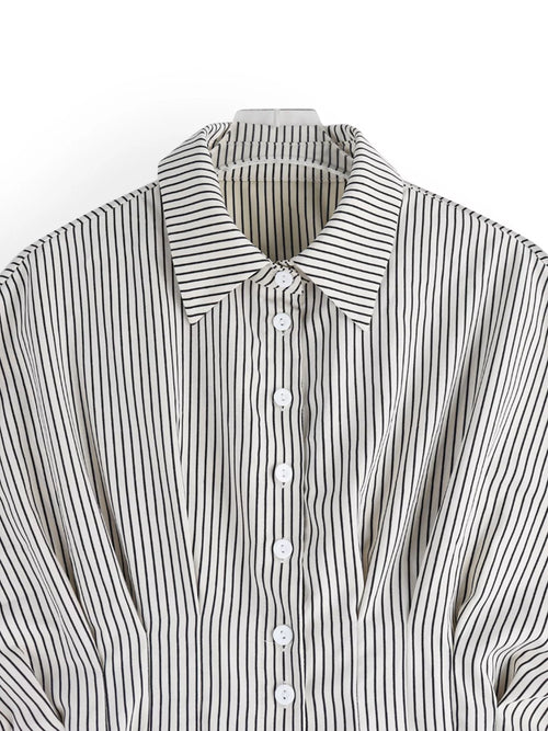 Striped Cinched Waist Shirt