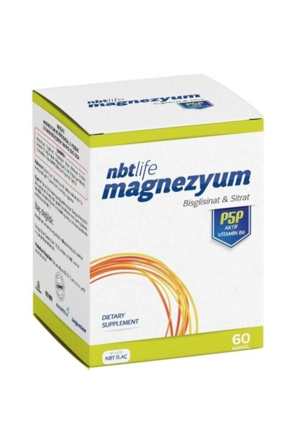 Nbt Life Magnesium P5P Vitamin B6 Supplement - 60 Capsules for Overall Health & Wellness