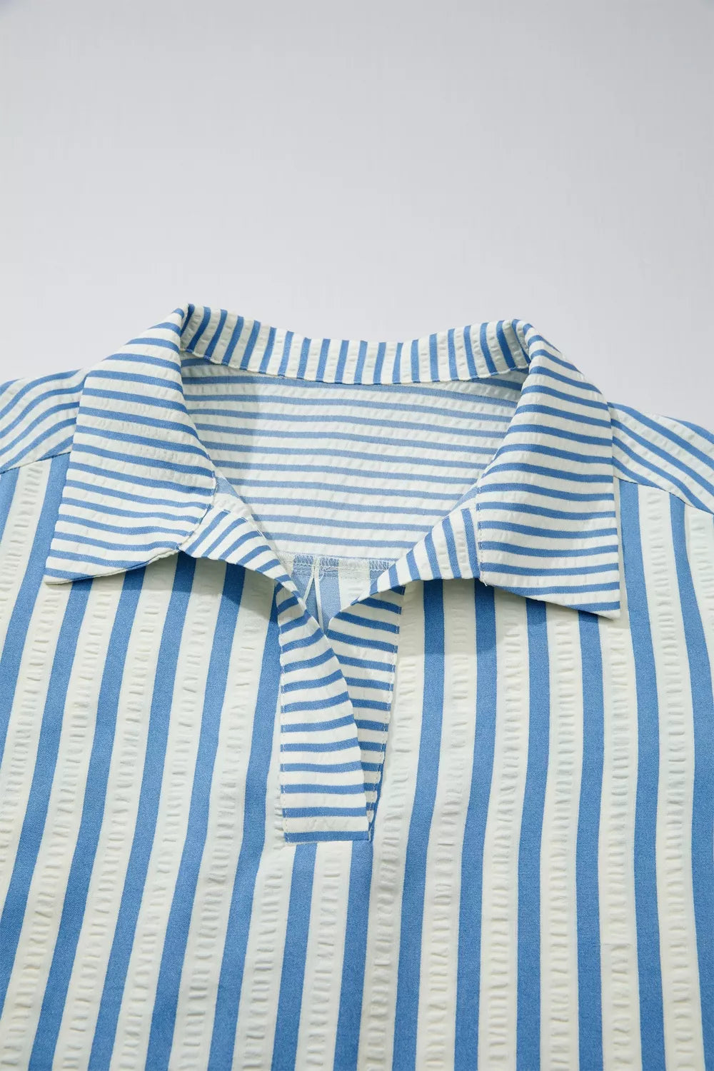 Stripe 3/4 Sleeve Collared Neck Blouse
