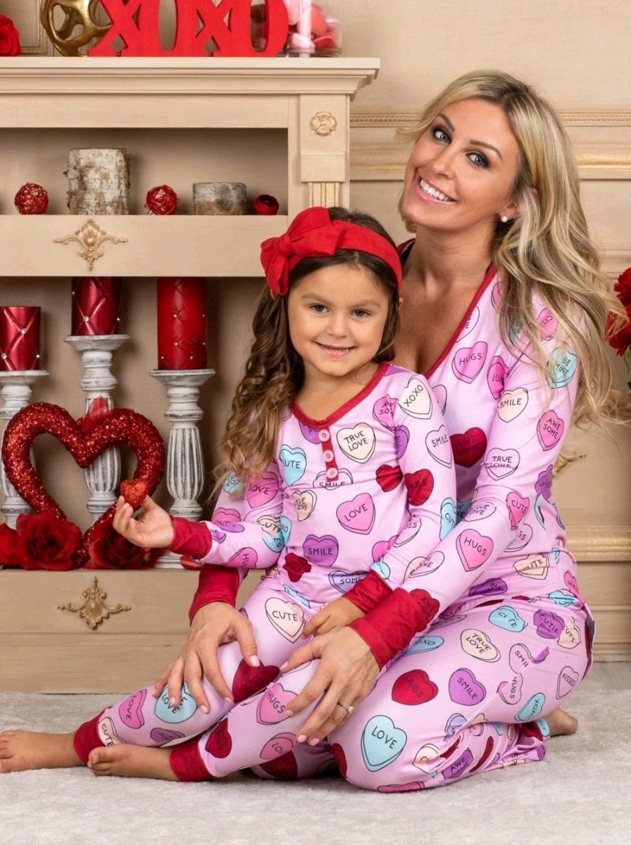 Valentine's Day Love Print Pajamas - Parent Child Matching Set
