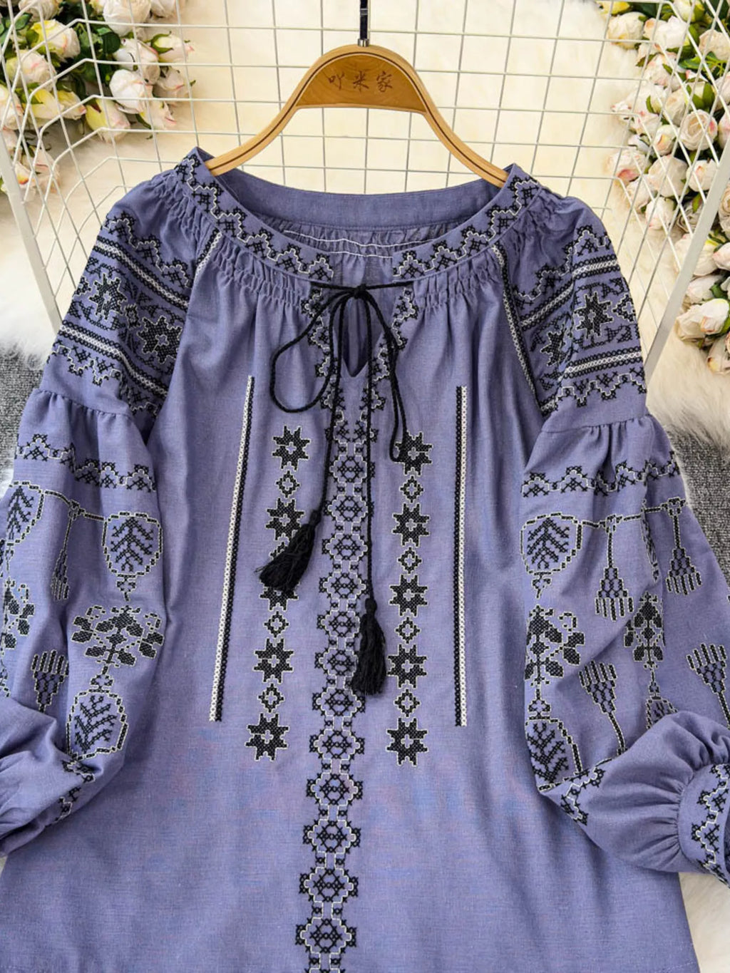 Tie Neck Long Sleeve Blouse