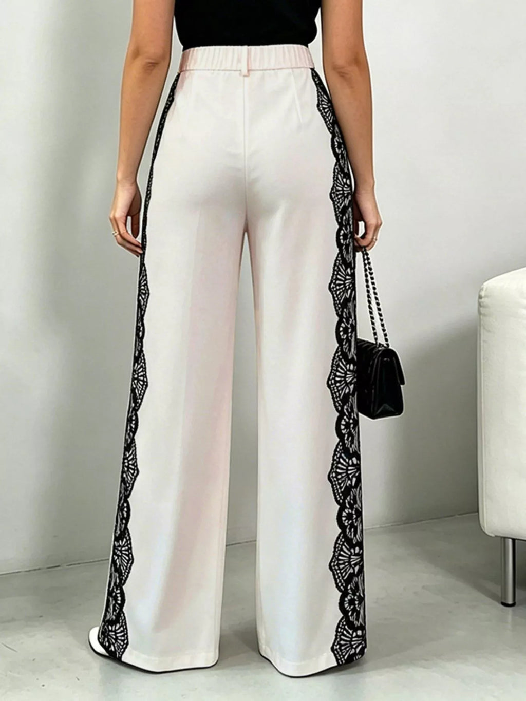 Lace Detail Wide Leg Pants