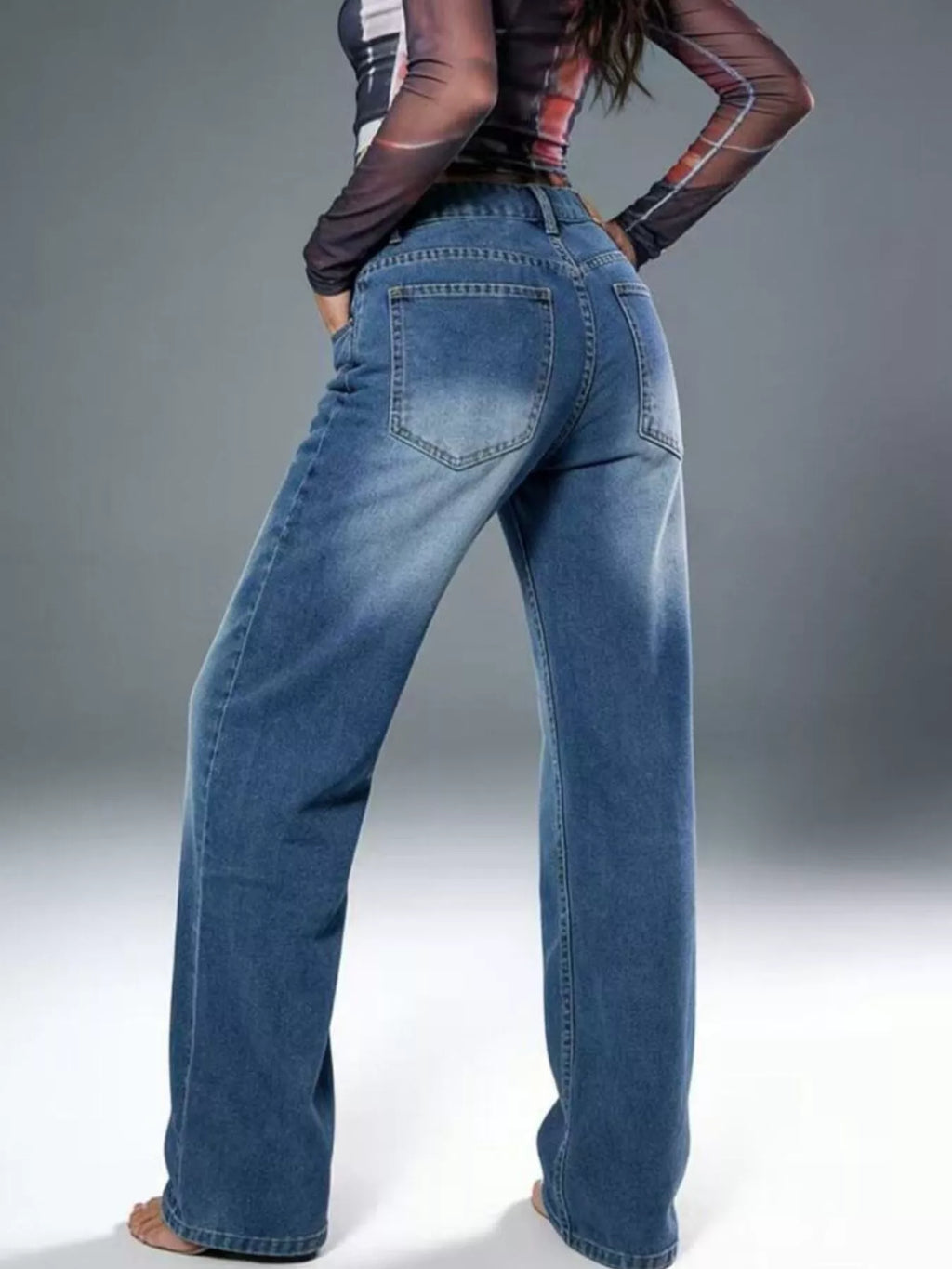 Vintage Wash Wide Leg Jeans