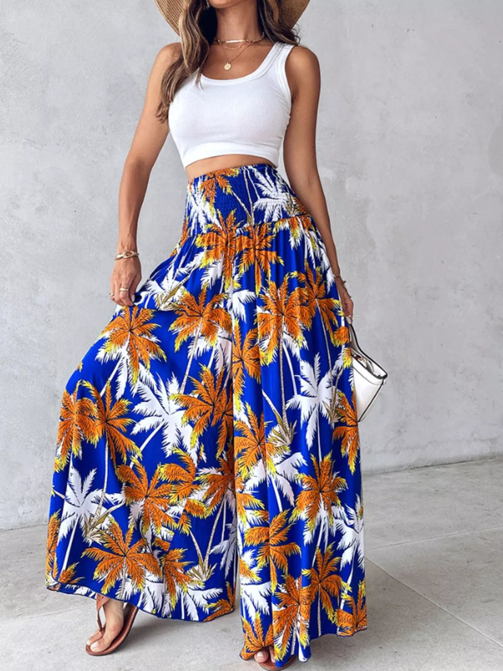 Printed Wide-Leg Pants