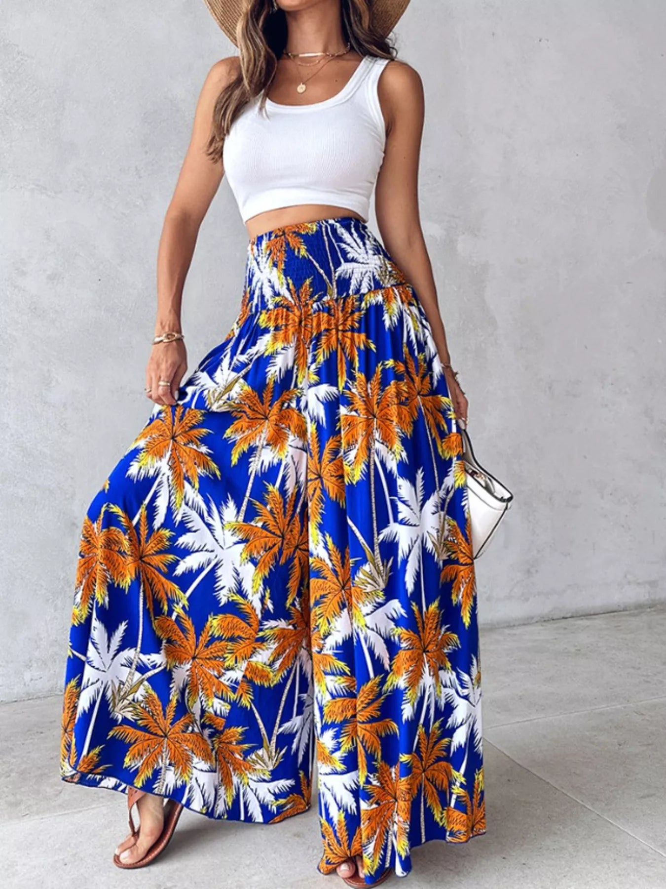 Printed Wide-Leg Pants