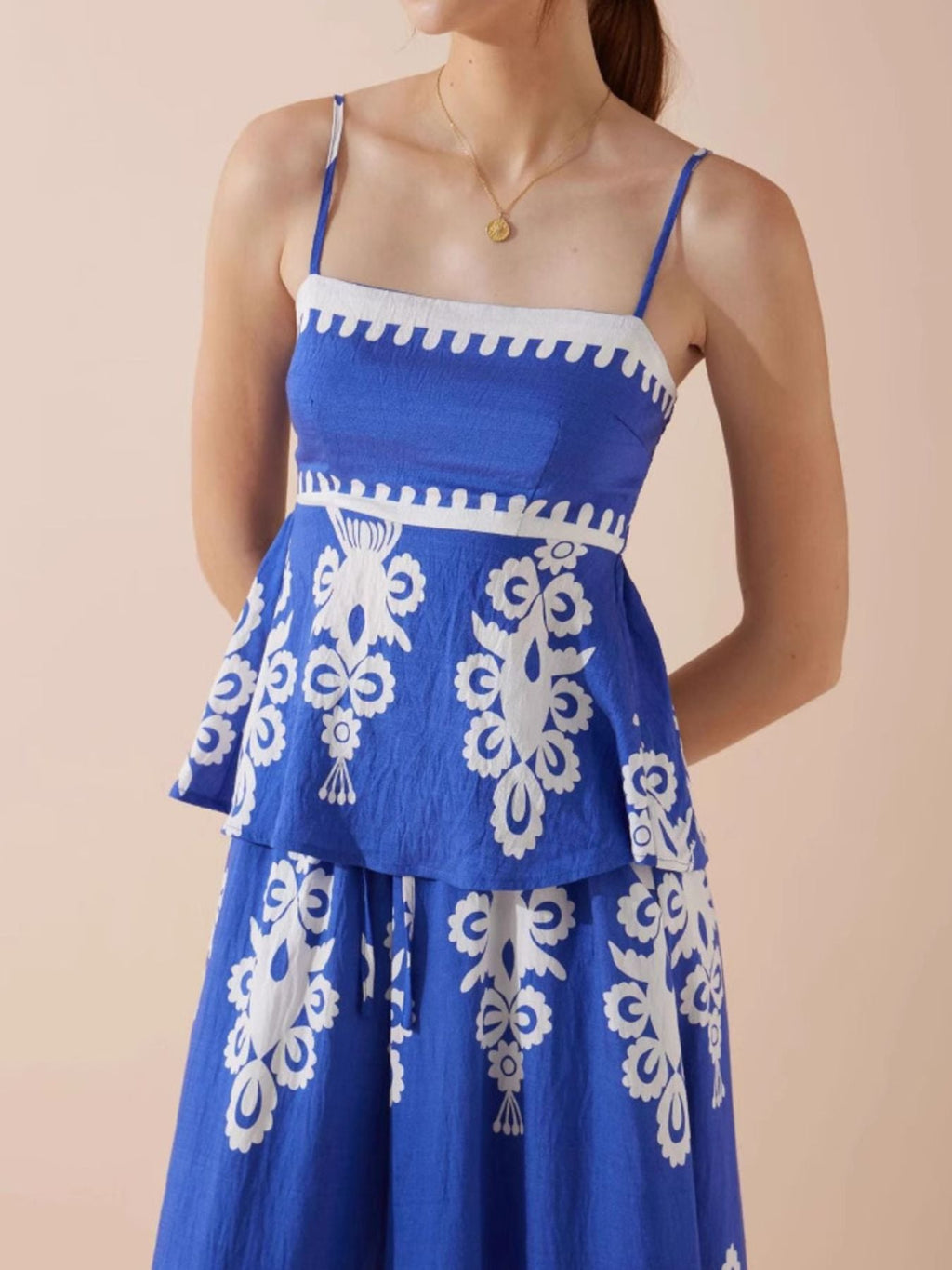 Printed Cami and Wide Leg Pants Set