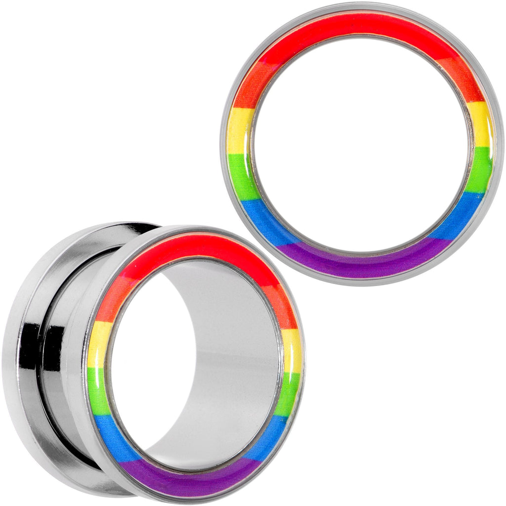 BodyCandy Rainbow Unity Pride Screw Fit Tunnel Plug Set 2G to 1" — size reference