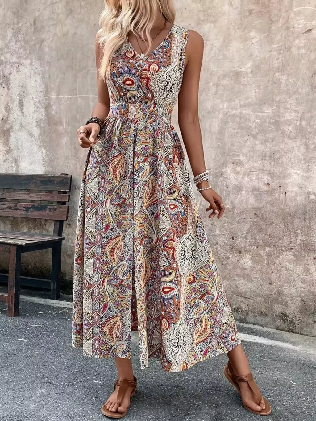 Paisley Print Sleeveless Romper