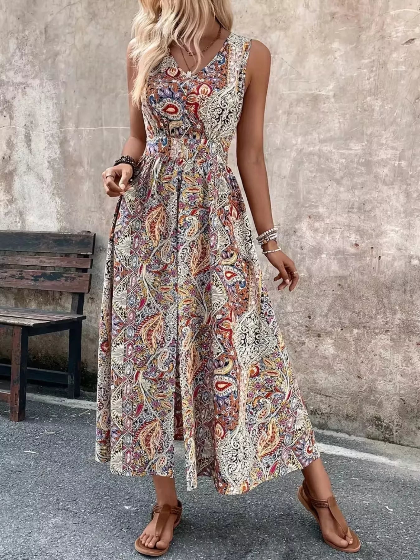 Paisley Print Sleeveless Romper