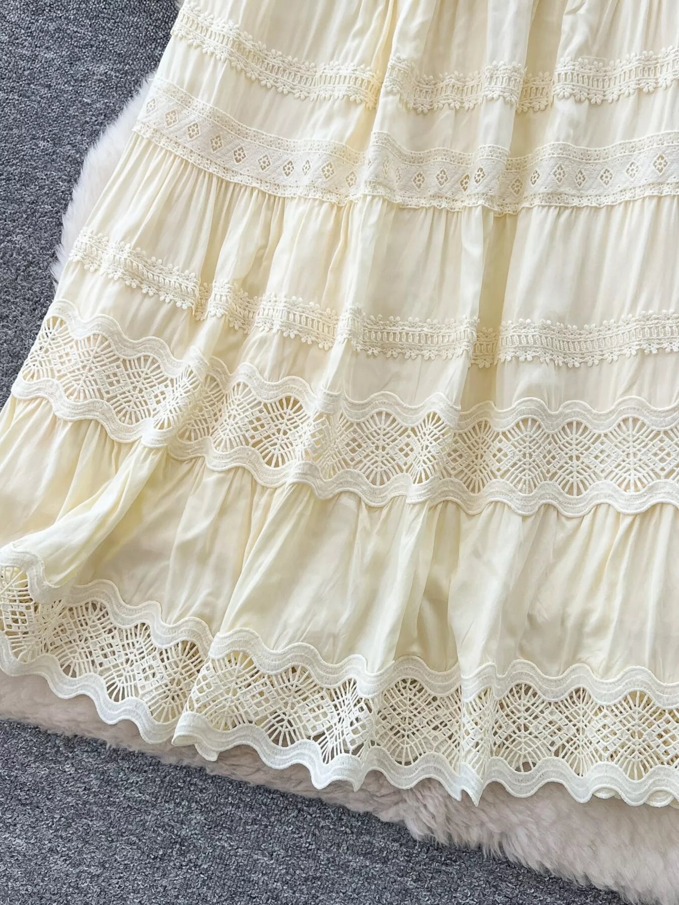 Drawstring Lace Tiered Skirt