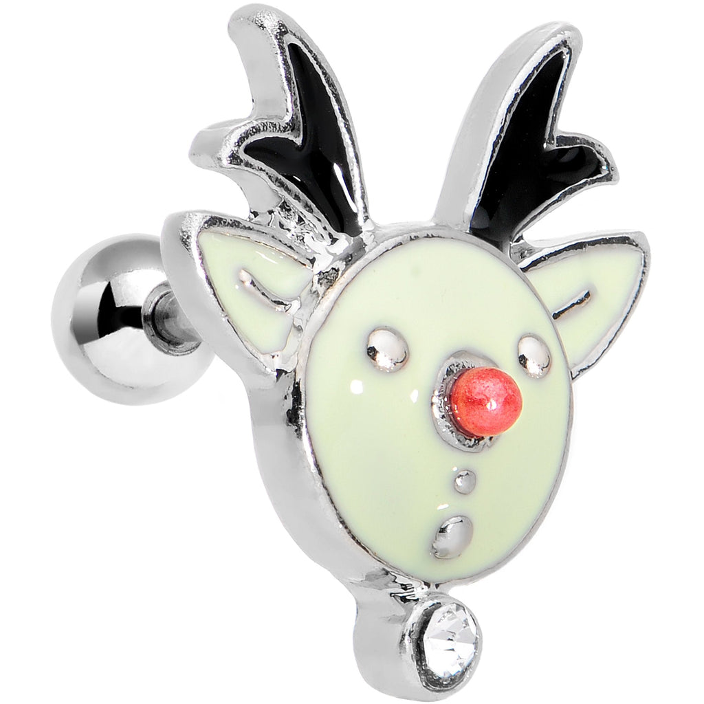 BodyCandy 16G 1/4 Clear Red Gem Reindeer Tragus Cartilage Earring — main product shot