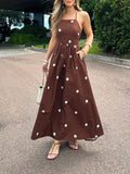 Polka Dot Maxi Dress with Spaghetti Straps