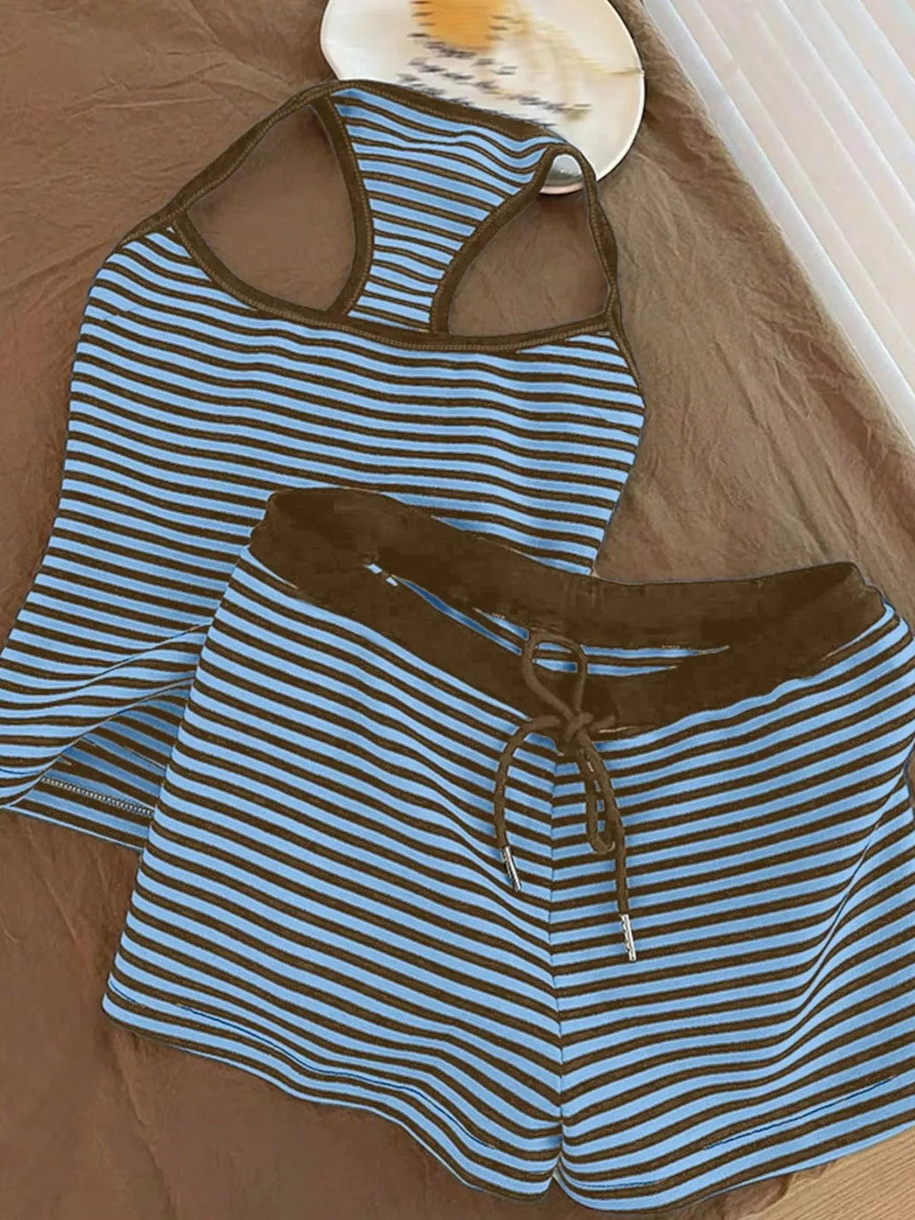 Striped Tank Top and Shorts Set