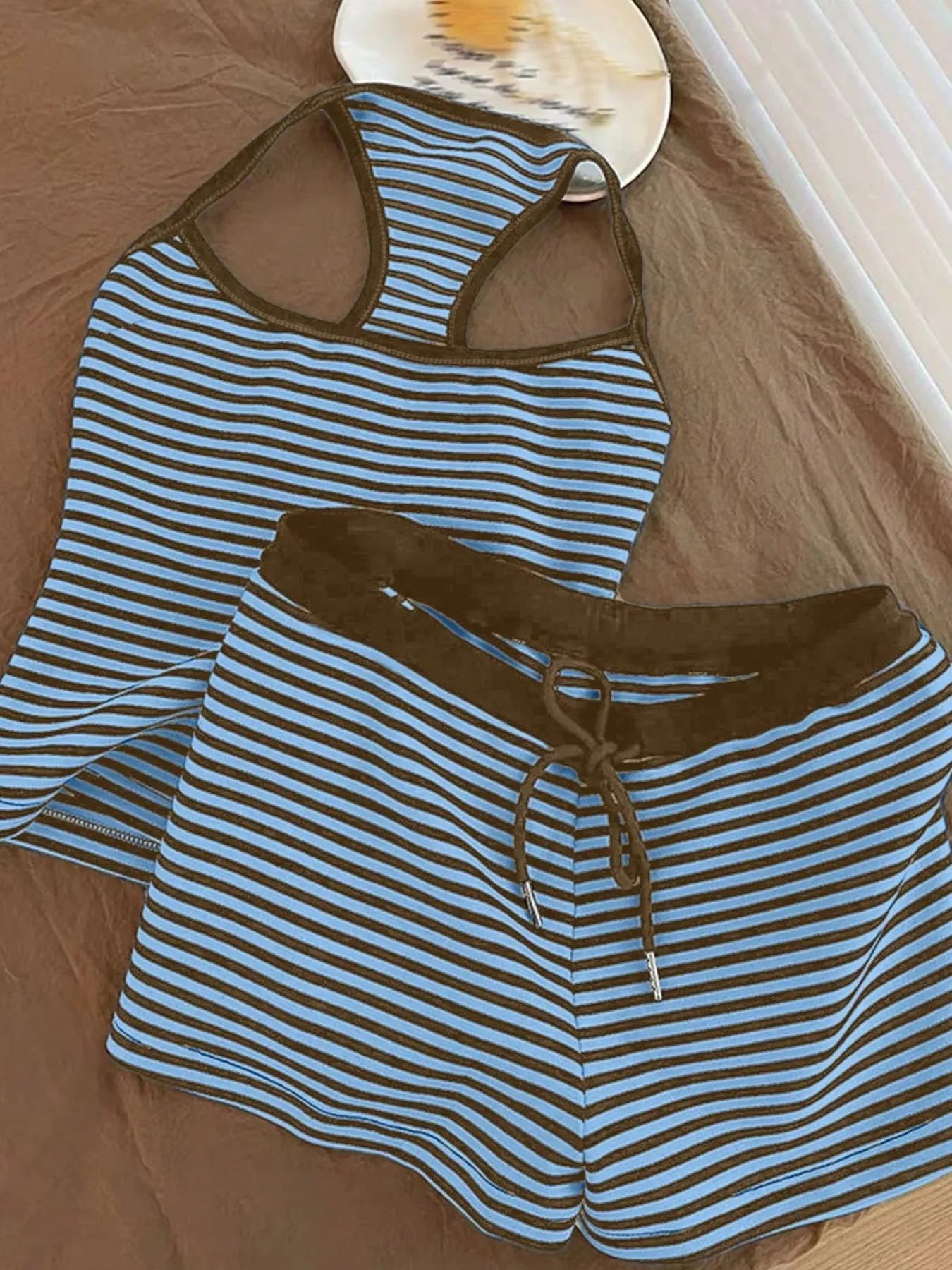Striped Tank Top and Shorts Set