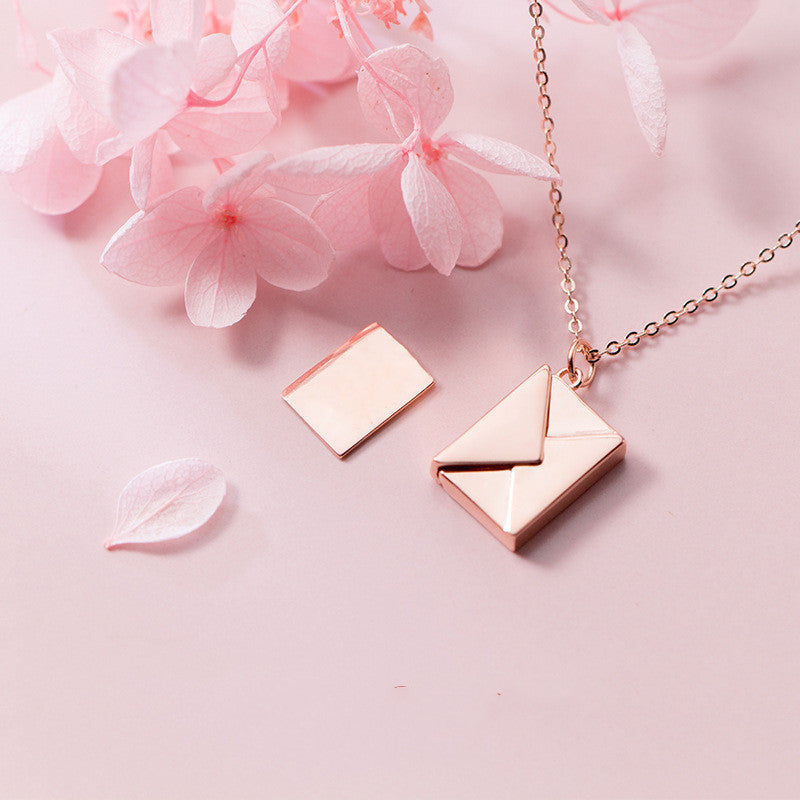 SORI STYLE Envelope Locket Necklace - Personalized Love Letter Jewelry — detail close-up