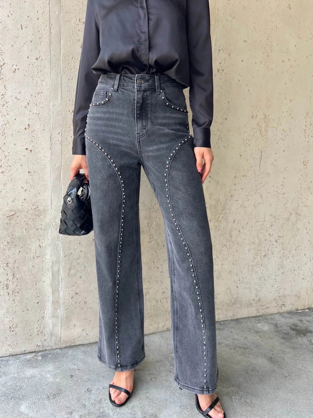 Studded Wide Leg Jeans