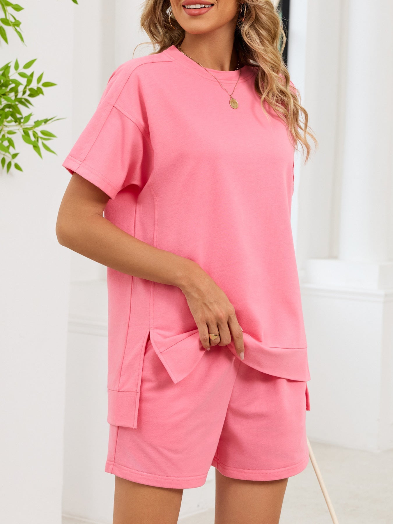 Round Neck Short Sleeve T-Shirt and Shorts Set