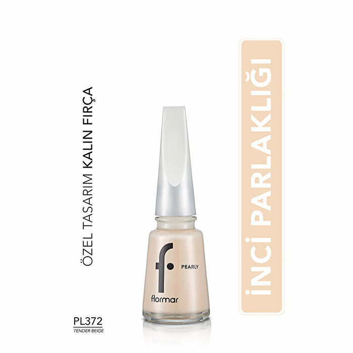 Flormar Pearly Intense Pigmented Nail Polish PL372 Tender Beige - Long-Lasting Shine | Premium Quality