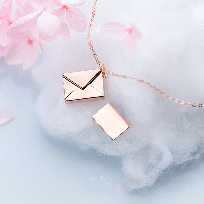 SORI STYLE Envelope Locket Necklace - Personalized Love Letter Jewelry — side view