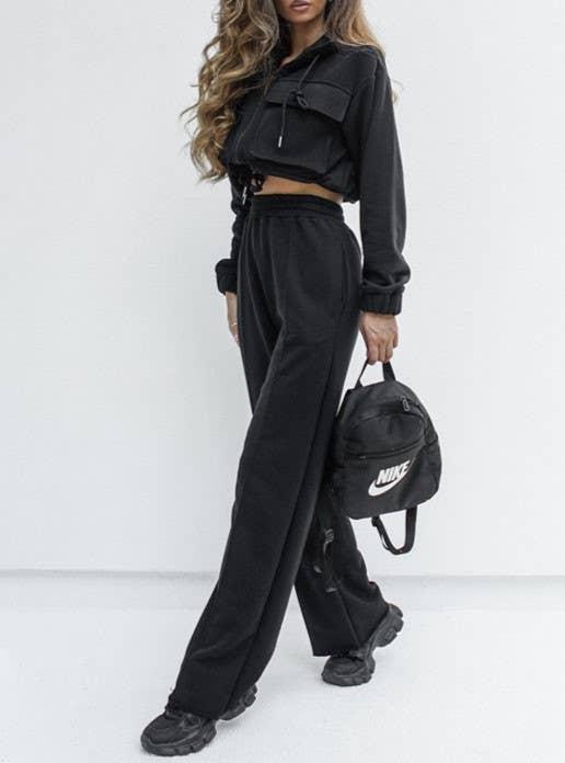 Pretty Little Patriot Pretty Little Patriot Black Jersey vibes sweatsuit — main product shot