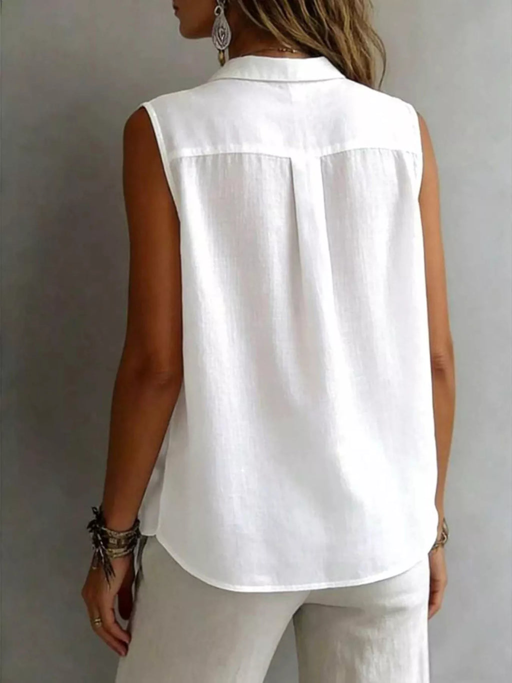 Sleeveless Button-Down Shirt