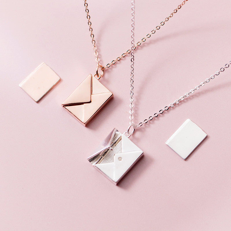 SORI STYLE Envelope Locket Necklace - Personalized Love Letter Jewelry — back view